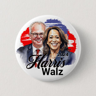 Bóton Redondo 5.08cm Harris Walz 2024 Eleição Presidencial