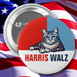Bóton Redondo 5.08cm Harris Walz 2024 Obviamente Blue Cat<br><div class="desc">Harris Walz 2024 Obviamente Blue Cat</div>