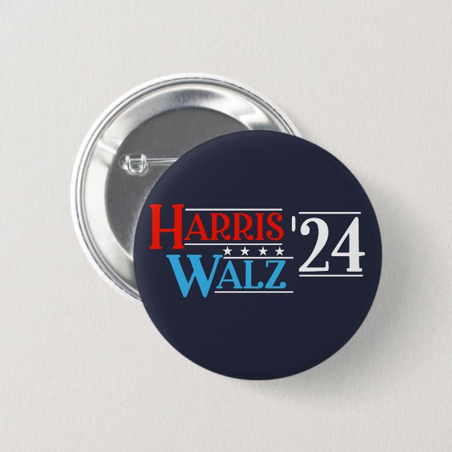 Bóton Redondo 5.08cm Harris Walz 2024 para Presidente (Frente & Verso)