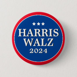 Bóton Redondo 5.08cm Harris Walz Votação 2024 Botão de Eleição Democrat