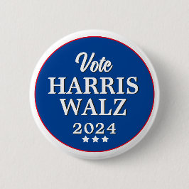 Bóton Redondo 5.08cm Harris Walz Votação 2024 Botão de Eleição Democrat