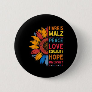 Bóton Redondo 5.08cm Harris Wheimer Peace Love Igualdade Esperam divers