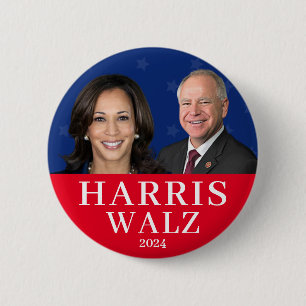 Bóton Redondo 5.08cm Harris Wlaz 2024 Kamala Harris Tim Walz