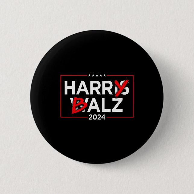 Bóton Redondo 5.08cm Harry B Kamala Harris E Tim W 2024 (Frente)