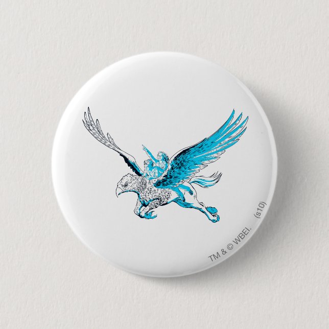 Bóton Redondo 5.08cm Harry e Hermione num Hippogriff (Frente)