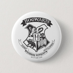 Bóton Redondo 5.08cm Harry Potter   Brasão Retro de Hogwarts