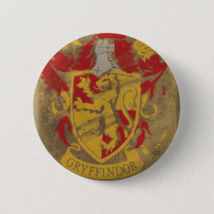 Bóton Redondo 5.08cm Harry Potter   Gryffindor - Brasão de Armas Retro