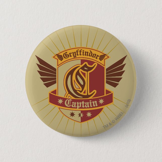 Bóton Redondo 5.08cm Harry Potter | Gryffindor QUIDDITCH � Capitão Embl (Frente)