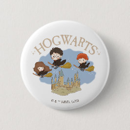Bóton Redondo 5.08cm HARRY POTTER™, Hermione & Ron sobrevoam HOGWARTS™