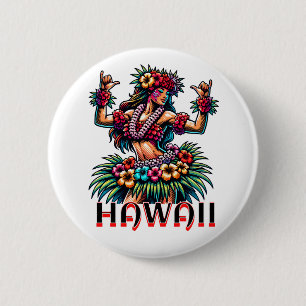 Bóton Redondo 5.08cm Havaí   Dançarino Hula Havaiano