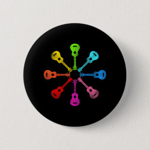 Bóton Redondo 5.08cm Havaiano Ukulele Uke Rainbow Ukulele