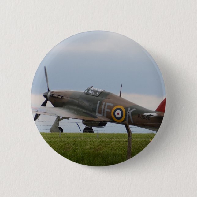Bóton Redondo 5.08cm Hawker Hurricane Vista de Três Quartos (Frente)