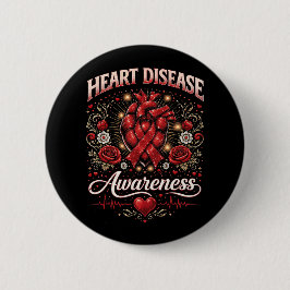 Bóton Redondo 5.08cm Heart Disease Awareness