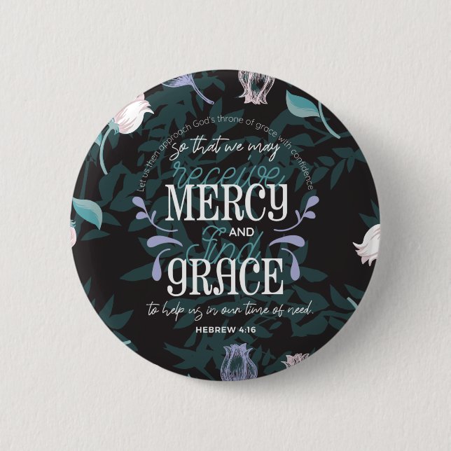 Bóton Redondo 5.08cm Hebraico 4:16 cita preto (Frente)