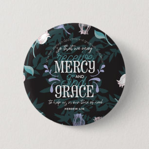 Bóton Redondo 5.08cm Hebraico 4:16 cita preto