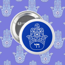 Hebraico azul e branco Chai Hamsa