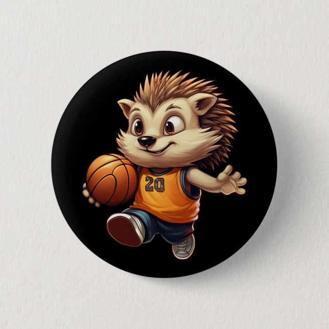 Bóton Redondo 5.08cm Hedgehog 1 de basquete (Frente)