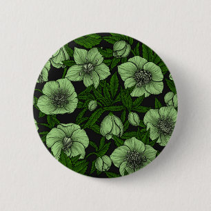 Bóton Redondo 5.08cm Hellebores brancos com folhas