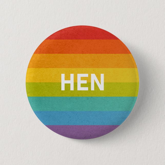 Bóton Redondo 5.08cm Hen Pronomen Straight Rainbow (Frente)