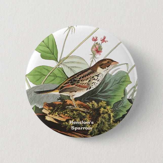 Bóton Redondo 5.08cm Henslow's Sparrow, Birdwatcher, Audubon Art, Bird (Frente)