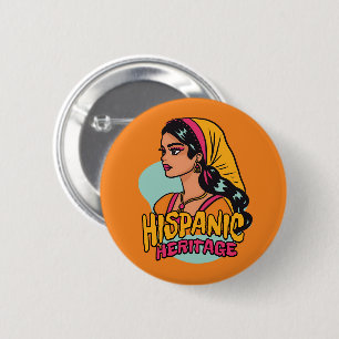 Bóton Redondo 5.08cm Herança Hispânica Desenhada Hispana
