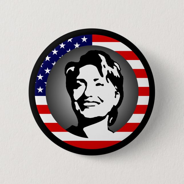 Bóton Redondo 5.08cm hillary clinton 08. nós bandeira (Frente)
