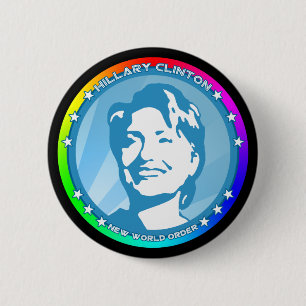 Bóton Redondo 5.08cm hillary clinton. arco-íris