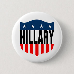 Bóton Redondo 5.08cm Hillary Clinton : estrelas e listras: