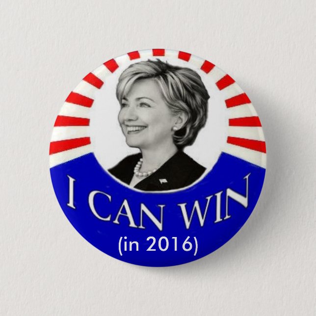 Bóton Redondo 5.08cm HIllary: Eu posso ganhar (em 2016) o botão (Frente)