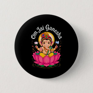 Bóton Redondo 5.08cm Hindu Ganesha Puja Elephant God India Meditação Y