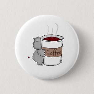 Bóton Redondo 5.08cm Hipopótamo com café