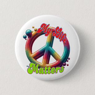 Bóton Redondo 5.08cm Hippie Amor Paz Vida Importa Personalizado