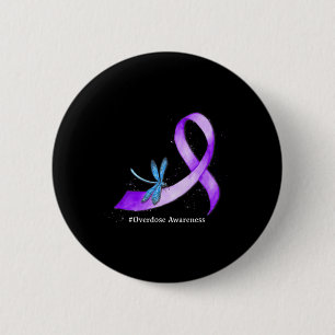 Bóton Redondo 5.08cm Hippie Dragonfly Roxo Sensibilização para a Sobred