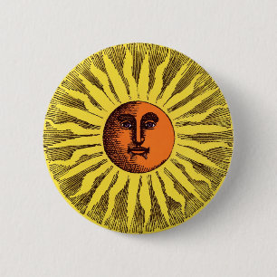 Bóton Redondo 5.08cm Hippie feliz de sorriso Sun do amarelo celestial