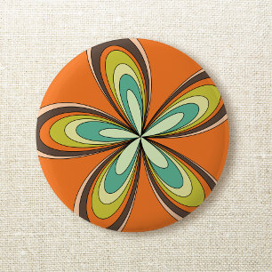 Bóton Redondo 5.08cm hippie retro flower power do primavera dos anos 70