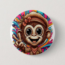 Bóton Redondo 5.08cm "Hippy Peace Monkey" Button