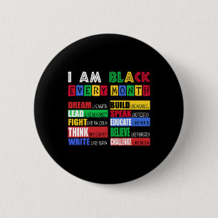 Bóton Redondo 5.08cm História Negra Camisas... Eu Sou Negra Todos Os Me