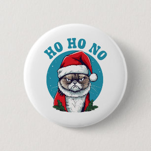 Bóton Redondo 5.08cm Ho ho não - gato de natal engraçado e rabugento