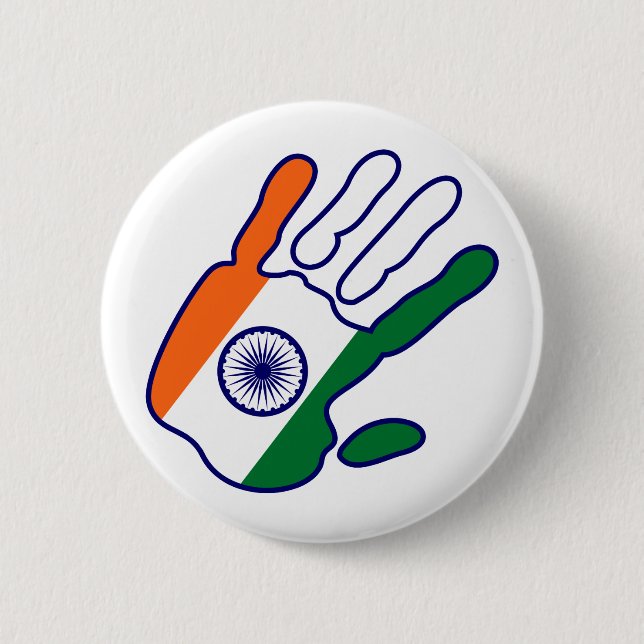Bóton Redondo 5.08cm HoliES - India Flag Hand - seja um fã (Frente)