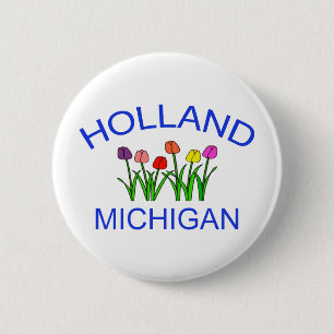 Bóton Redondo 5.08cm Holland, MI - w/Tulips