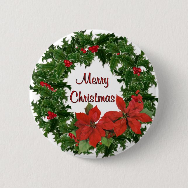 Bóton Redondo 5.08cm Holly Wreath Traditions (Frente)