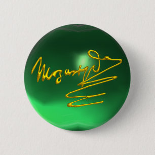 Bóton Redondo 5.08cm HOMAGE TO MOZART Dourado Signature of Composer Gre