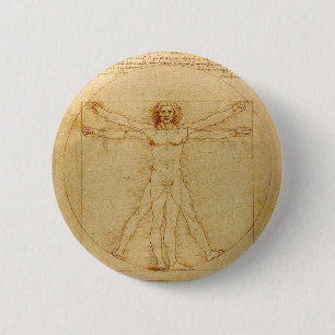 Bóton Redondo 5.08cm Homem de Vitruvian por Leonardo da Vinci