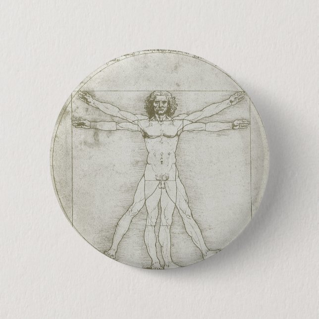 Bóton Redondo 5.08cm Homem Vitruviano de Leonardo da Vinci (Frente)