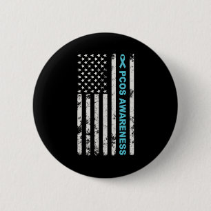 Bóton Redondo 5.08cm Homens do Teal Ribbon, Bandeiras Americanas, Meses