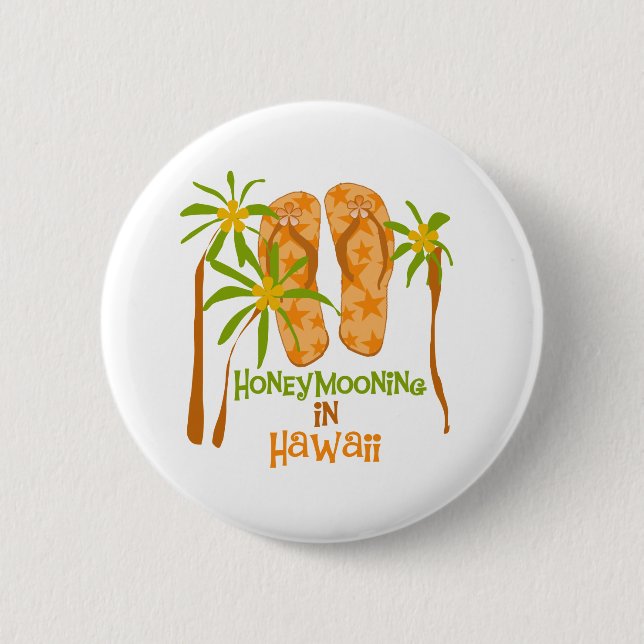 Bóton Redondo 5.08cm Honeymooning no botão de Havaí (Frente)