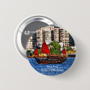 Bóton Redondo 5.08cm Hong Kong Sampan A pérola do Oriente