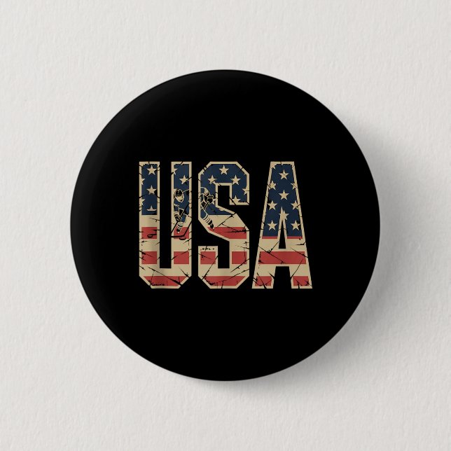 Bóton Redondo 5.08cm Hóquei da Bandeira Americana (Frente)
