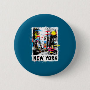 Bóton Redondo 5.08cm Horizonte de Nova York punk grunge vintage retro g
