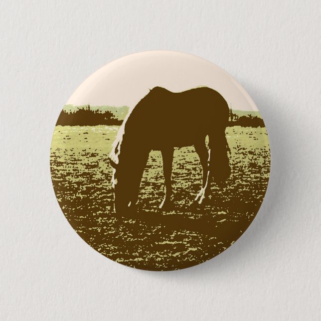 Bóton Redondo 5.08cm Horse Grazing Pop Art (Frente)